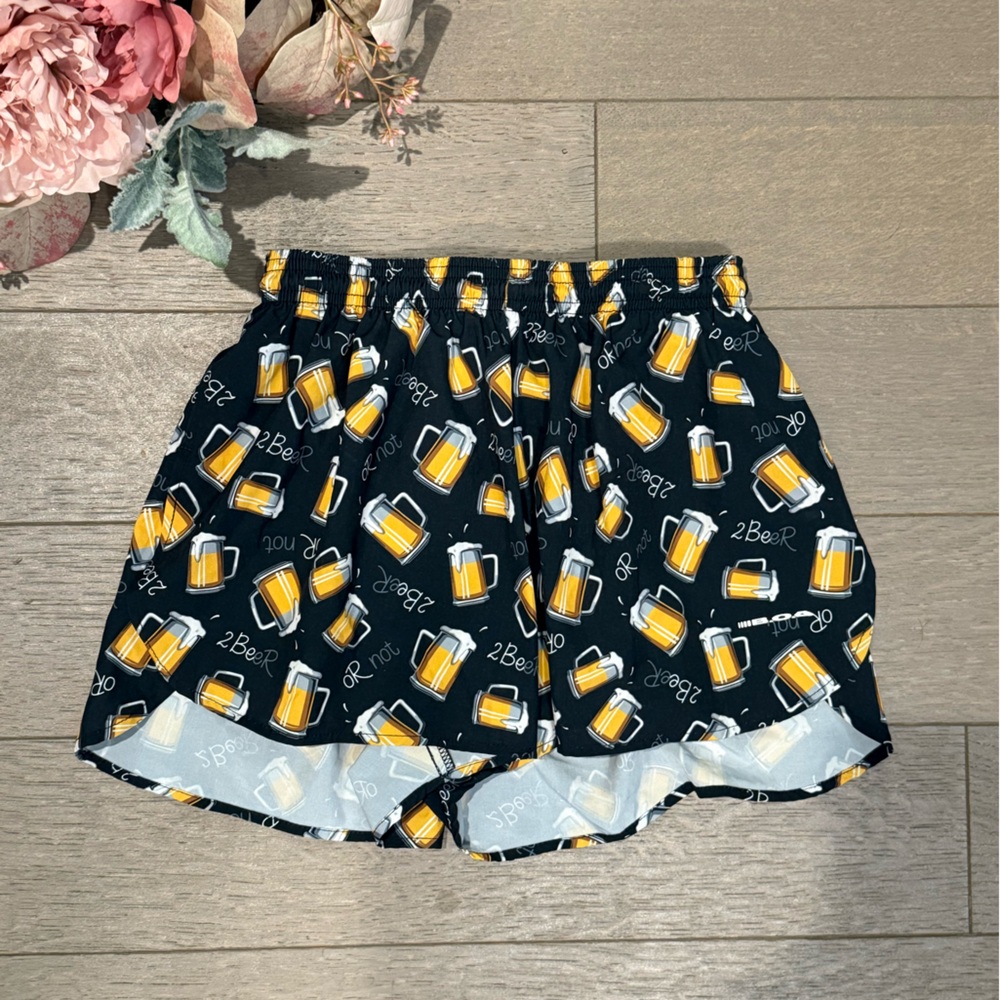 Black Beer Print Men's Athletic Shorts